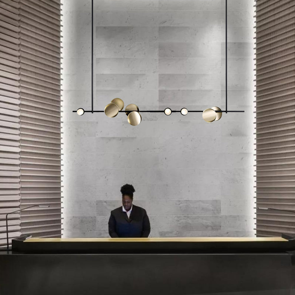 Avi Minimalistische Design Lineaire Metalen Hanglamp, Zwart, Woonk/Eetkamer