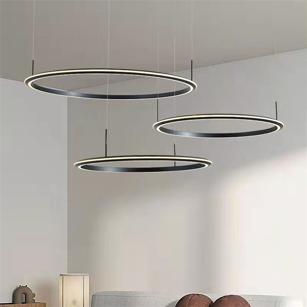 Arisha Minimalist Ring Metal Pendant Light, Black