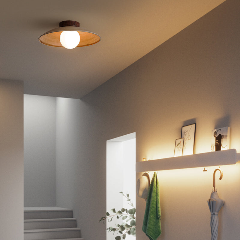 Ozawa Vintage LED Plafondlamp Wit Metaal Hout Glas Slaapkamer
