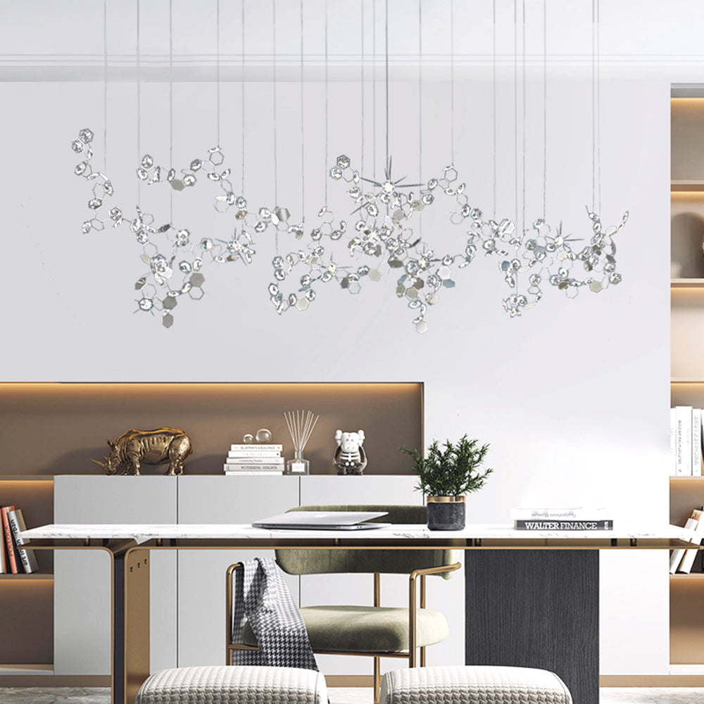 Olivia Moderne Bladkristallen Kroonluchter Zilver Metaal/Kristal Woon/Slaap/Eetkamer