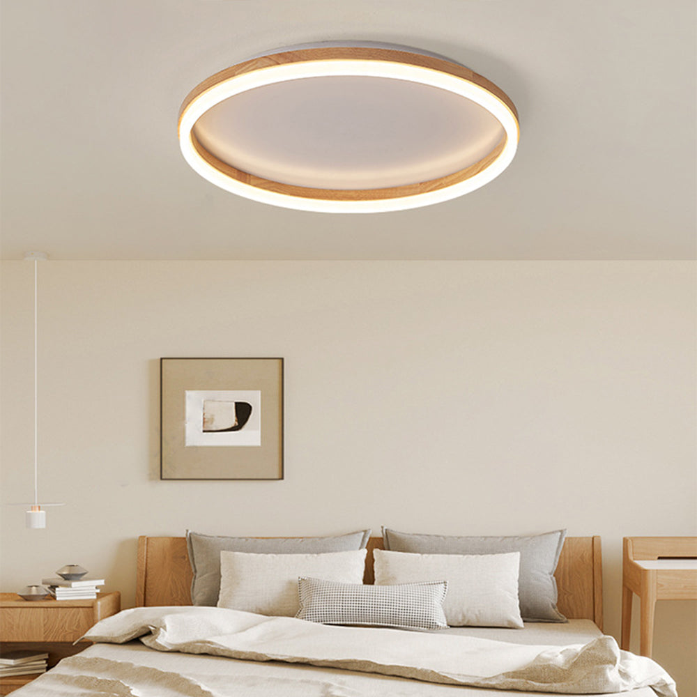 Ozawa Ronde Moderne Inbouw Plafondlamp Dimbaar Hout/Acryl Slaap/Woonkamer