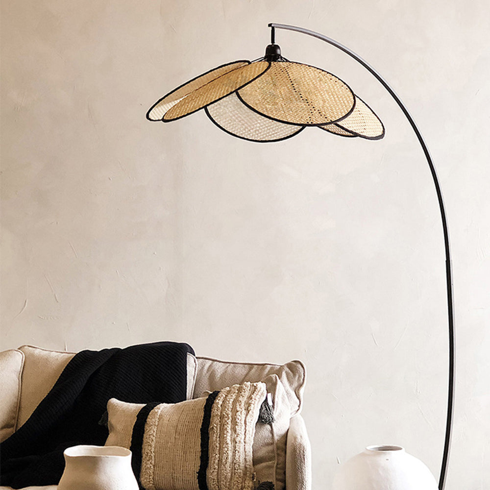 Ritta Design LED Vloerlamp Zwart Metaal Rotan Eetkamer Woonkamer