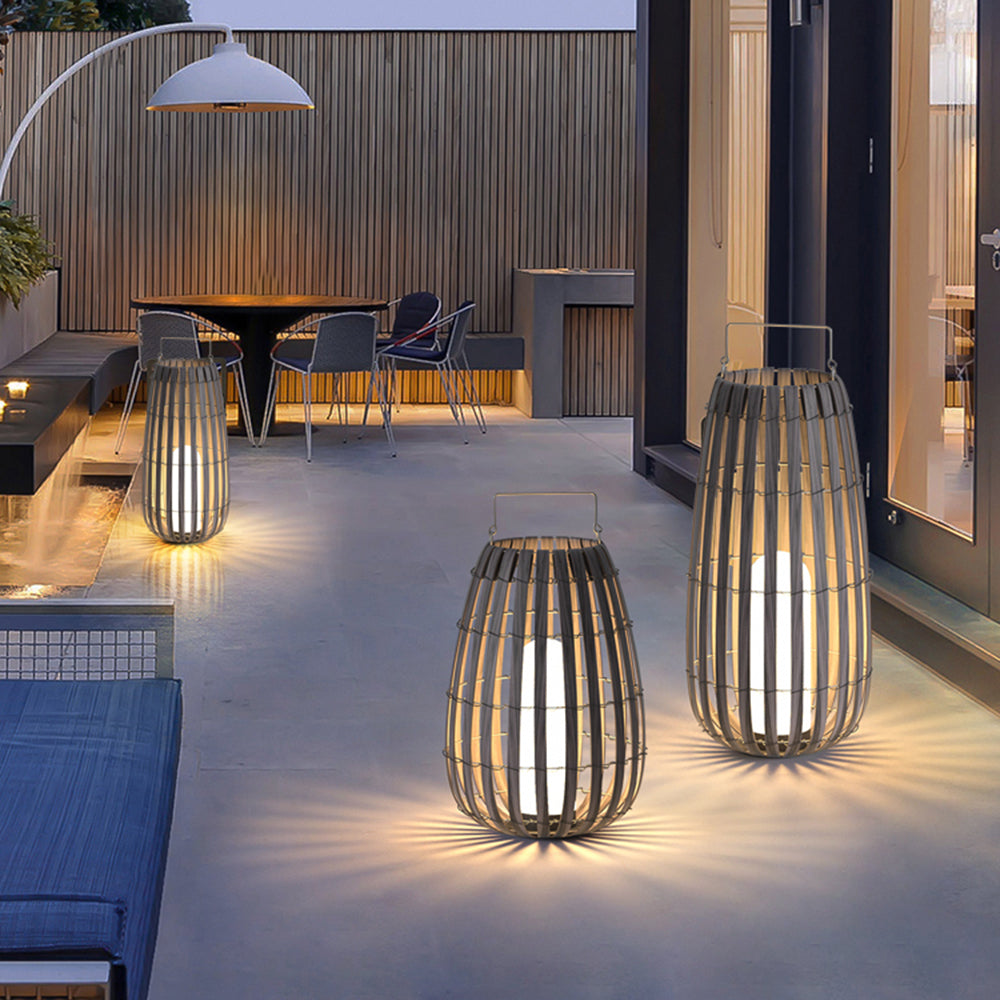 Muto Retro Design LED Buitenlamp Metaal Bamboe Buiten Tuin