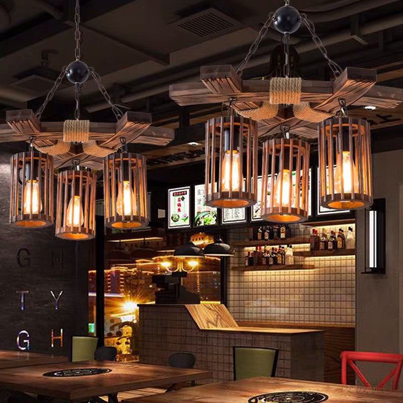 Austin Retro LED Kroonluchters Hout Restaurant/Woonkamer/Bar