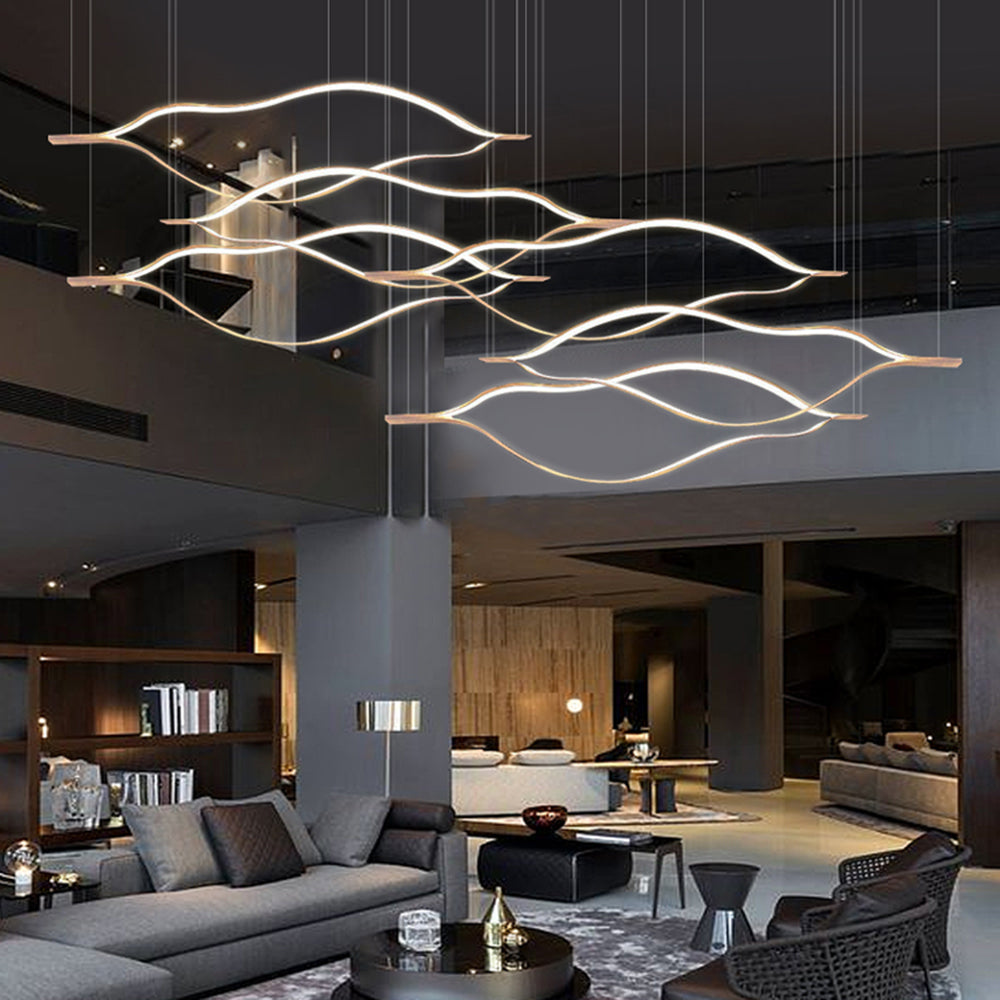 Edge Moderne Wave LED Hanglamp Goud Metaal Slaapkamer