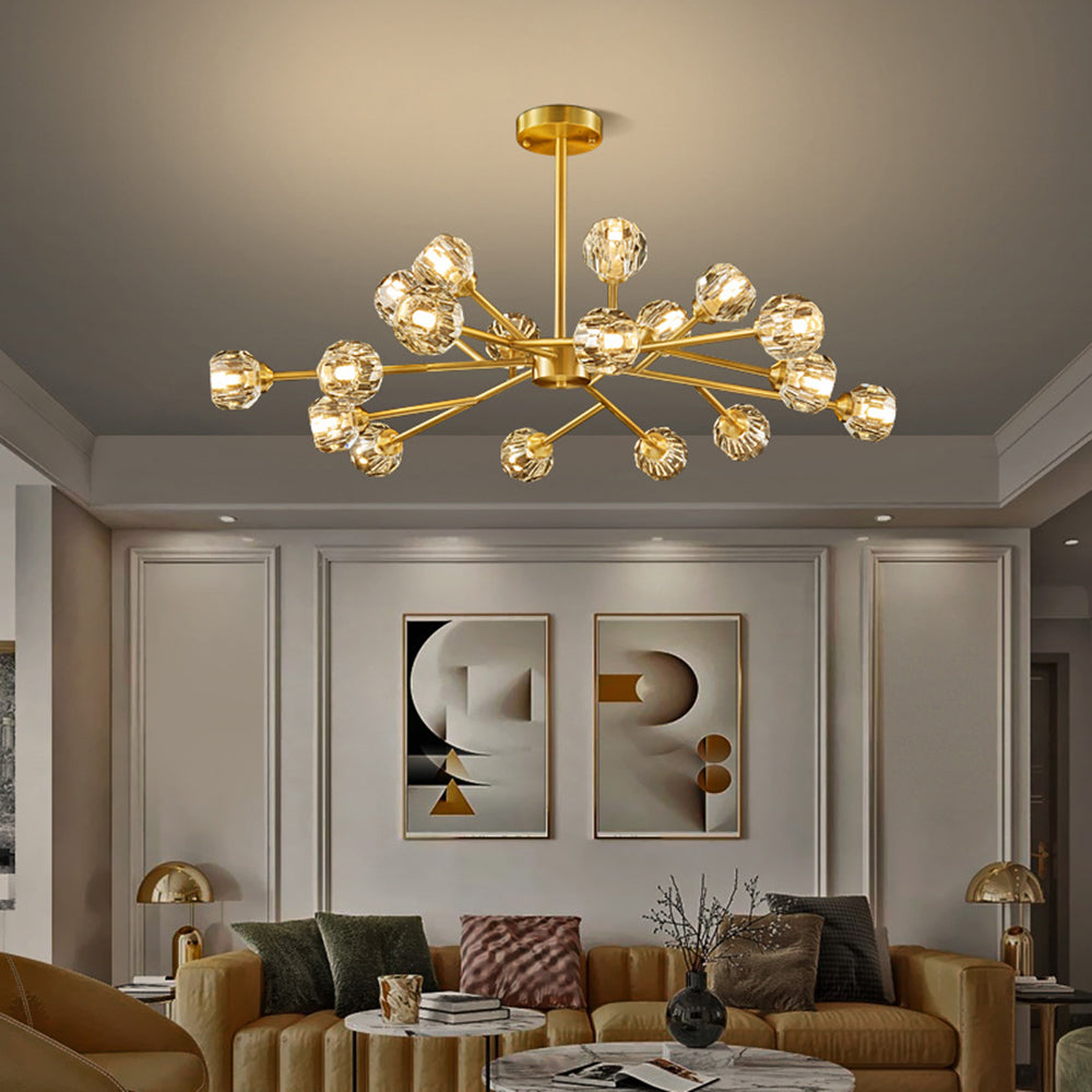 Valentina Moderne Design LED Hanglamp Geblazen Metaal/Kristal Goud Slaap/Eetkamer