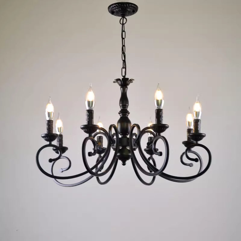 Silva Vintage Kaarsen Kroonluchter Zwart Metaal Slaapkamer/Woonkamer