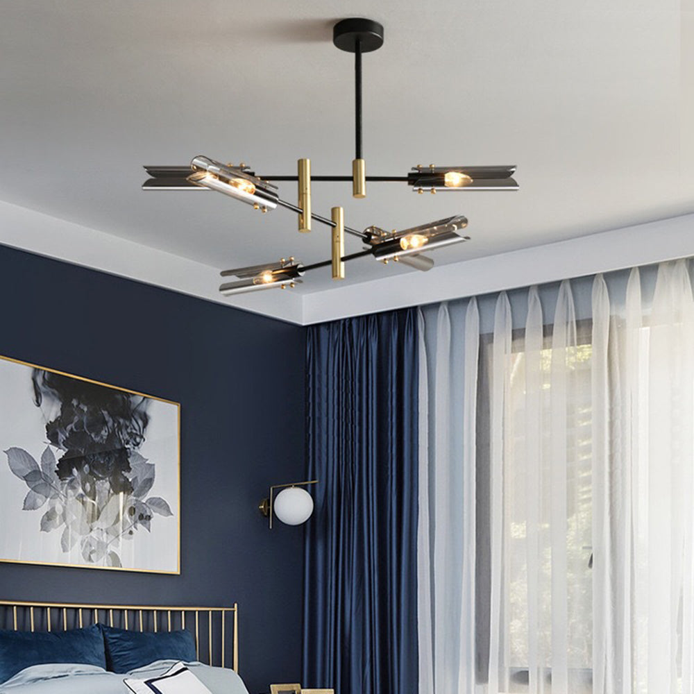 Sanna Moderne Plafondlamp Metaal/Glas Half-Inbouw Grijs/Amber Slaap/Eetkamer