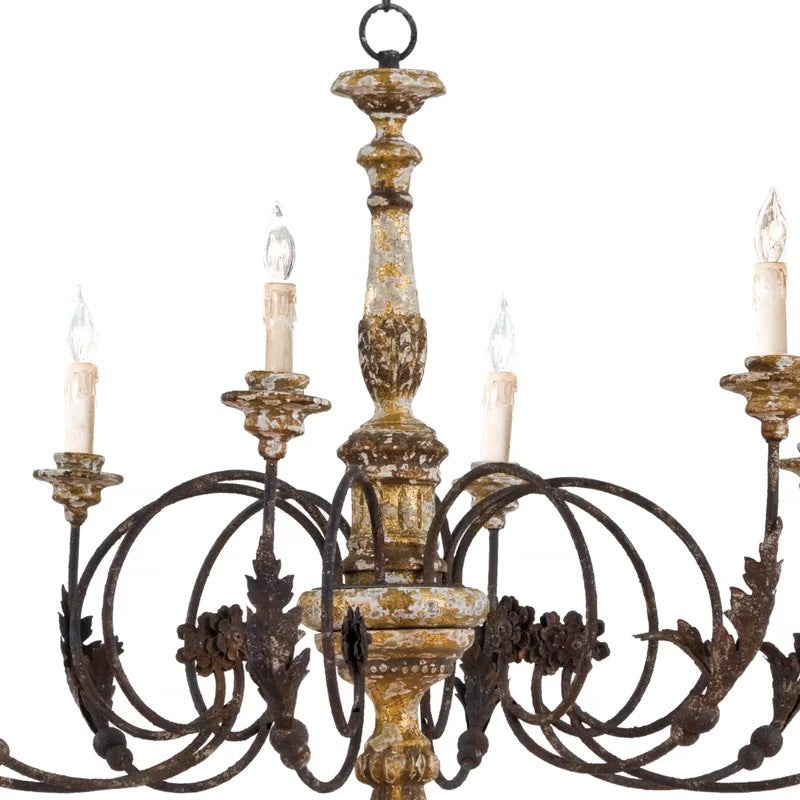 Silva Grote Retro Creatieve Kroonluchter Bruin Hout Metaal Woonkamer