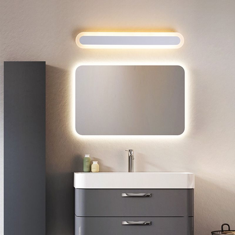 Edge Modern Linear Vanity Wall Lamp, White/Brown, Bathroom