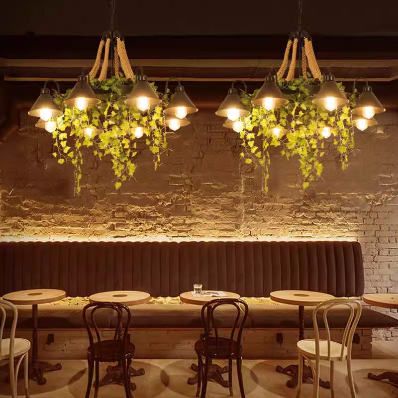 Vireo Retro LED Kroonluchters Zwart Metaal Restaurant/Bar/Woonkamer