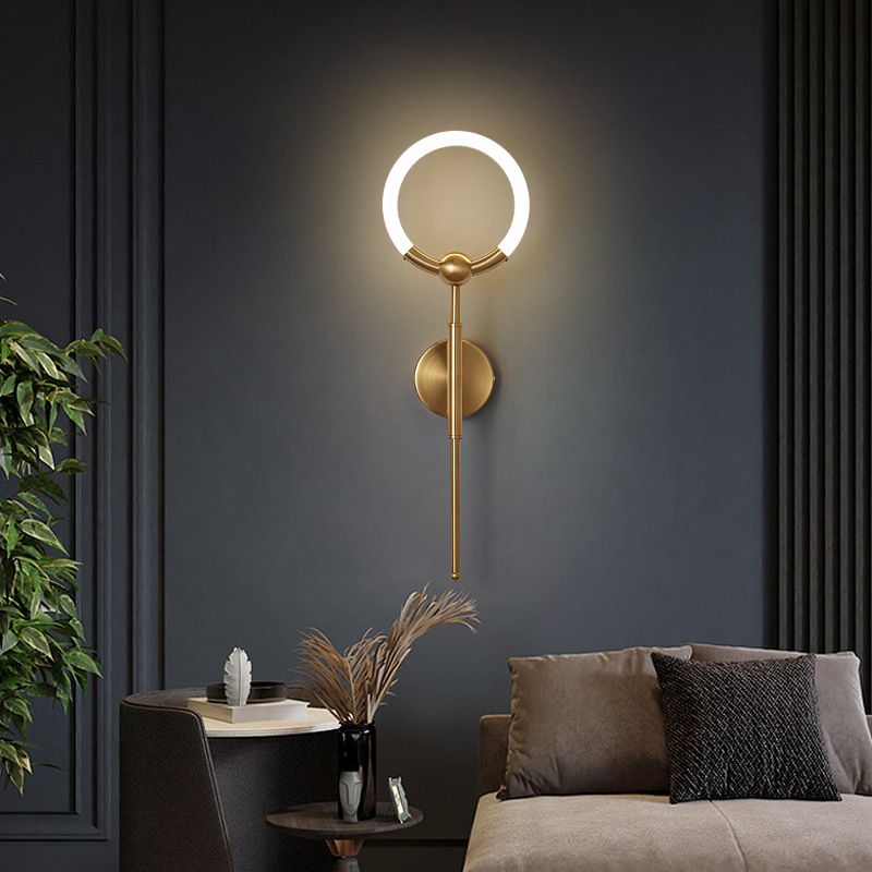 Arisha Moderne Ring Wastafel Wandlamp, Zwart/Goud, Eetk/Badkamer