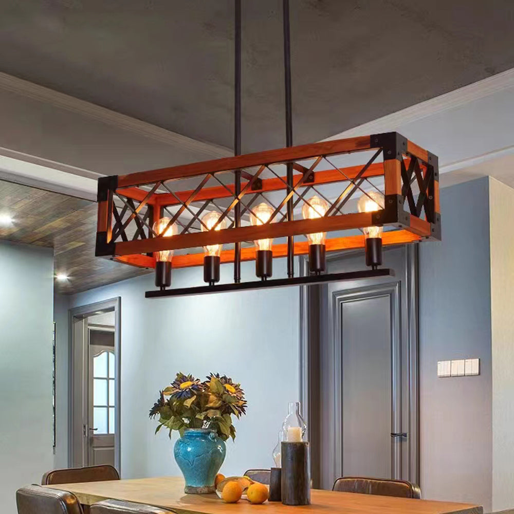 Alessio Industriele LED Hanglamp Metaal Hout Woonkamer Eetkamer
