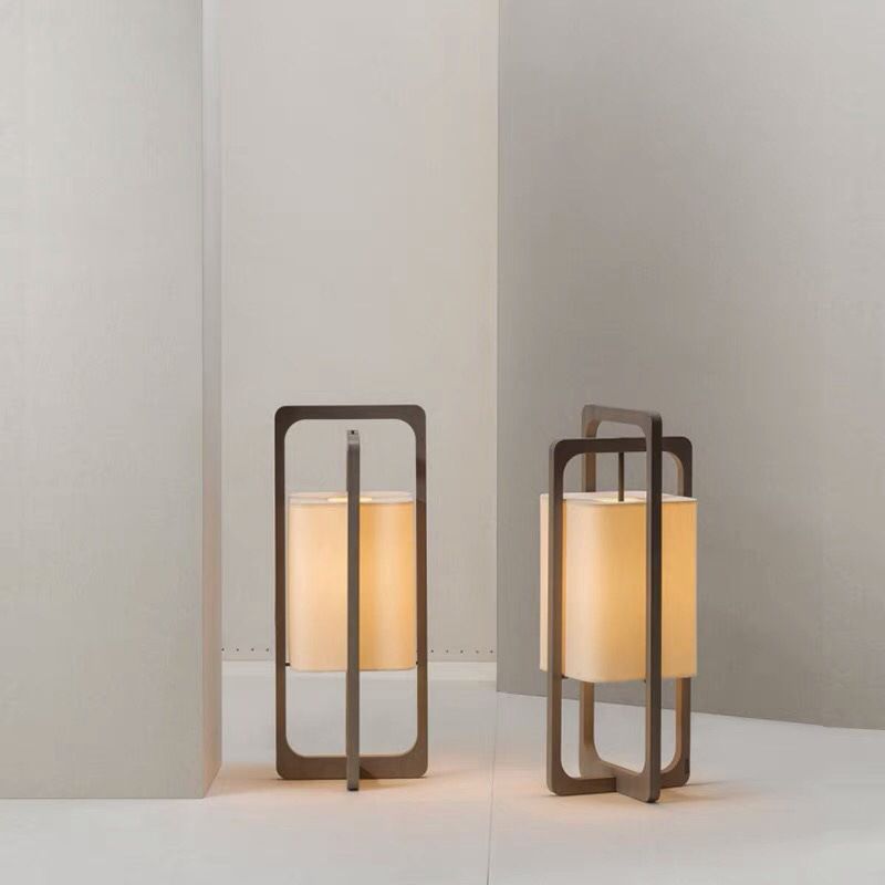 Ozawa Retro Rechthoekige Vloerlamp Hout/Stof Eetkamer/Woonkamer/Kelder/Hal