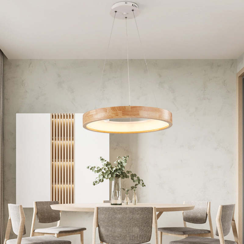 Ozawa Moderne Design Ronde LED Hanglampen Hout Woonkamer