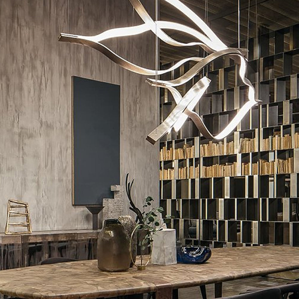Edge Moderne Wave LED Hanglamp Goud Metaal Slaapkamer