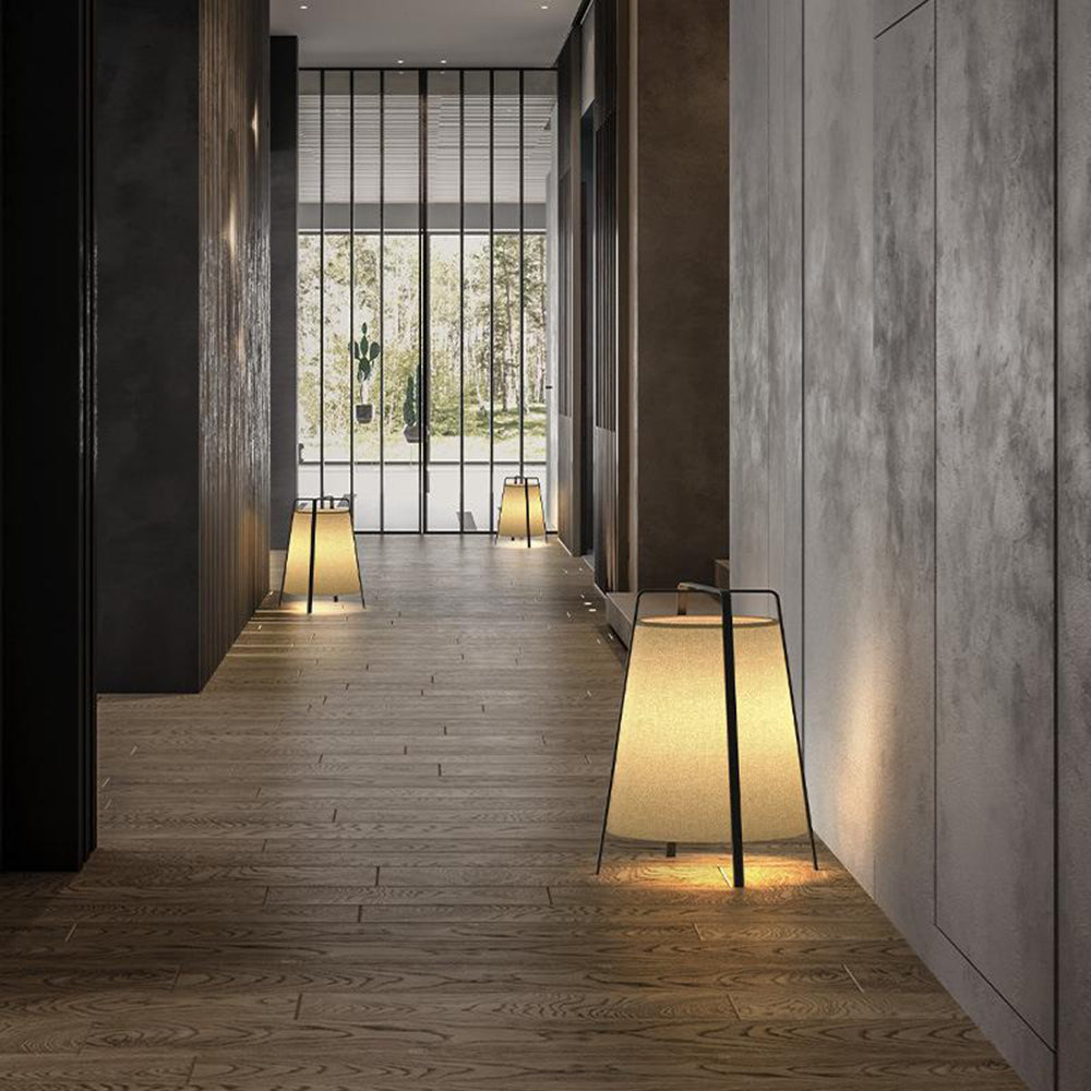 Renée Moderne LED Vloerlamp Metaal/Stof Zwart/Vlas Slaap/Woon/Eetkamer