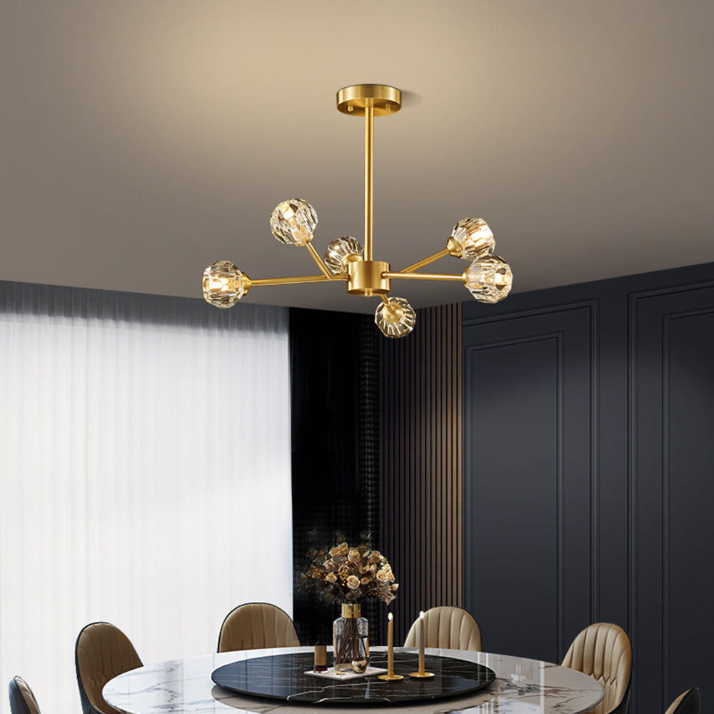 Valentina Moderne Design LED Hanglamp Geblazen Metaal/Kristal Goud Slaap/Eetkamer