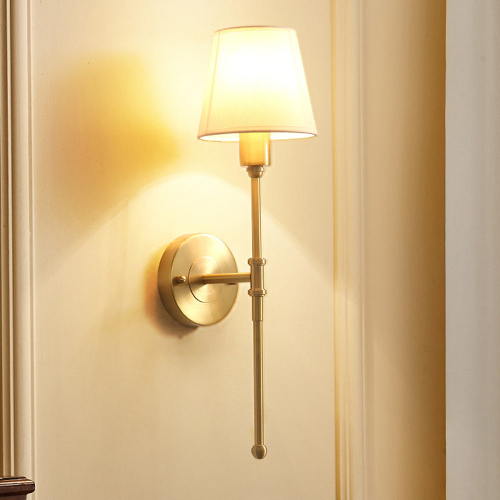Alessio Vintage Rustic Lantern Metal/Fabric LED Wall Lamp, Gold