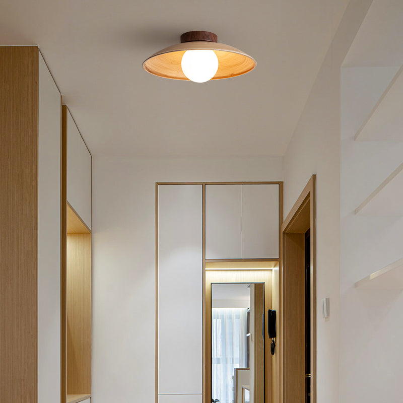 Ozawa Vintage LED Plafondlamp Wit Metaal Hout Glas Slaapkamer