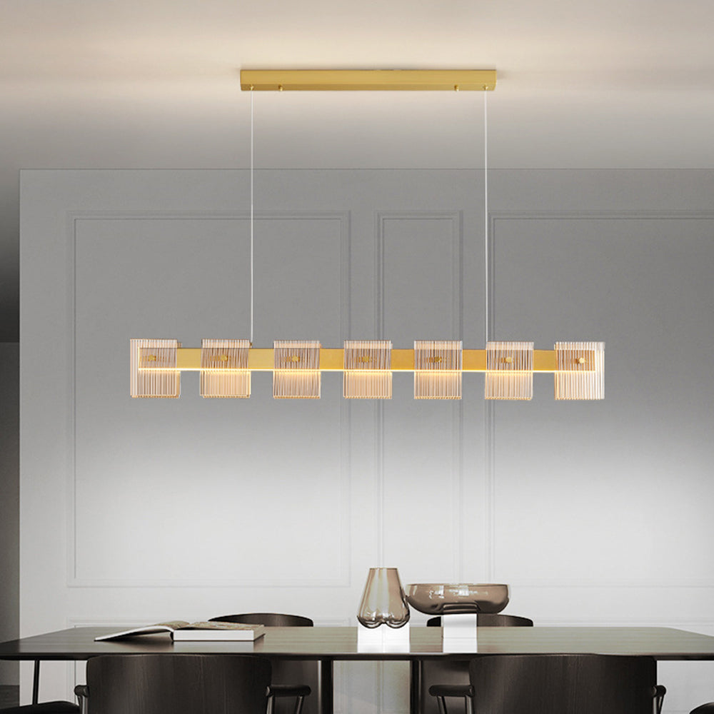 Evette Moderne Minimalistische Rechthoekige Hanglamp Metaal/Glas Goud Slaap/Eetkamer