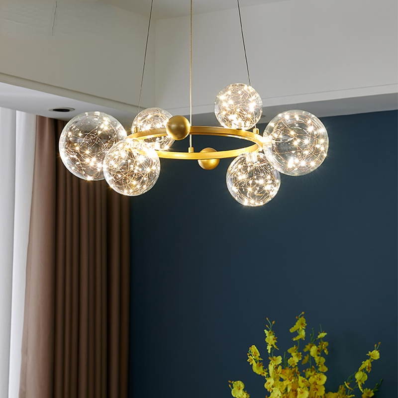 Valentina Modern Cirkel Round Metaal Glas Hanglampens Woonkamer Slaapkamer