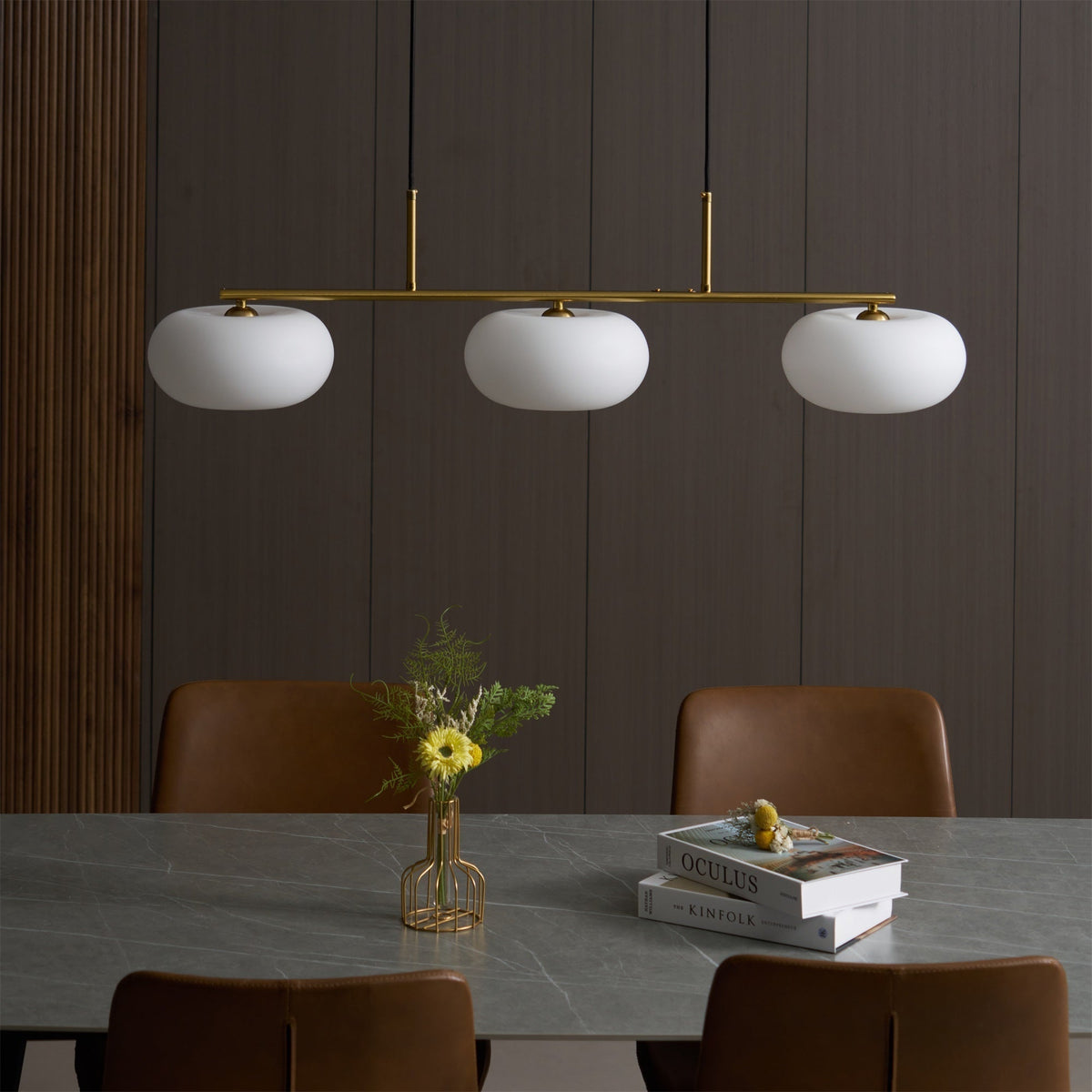 Lumeiella hanglamp 3-licht bolvormig lineair