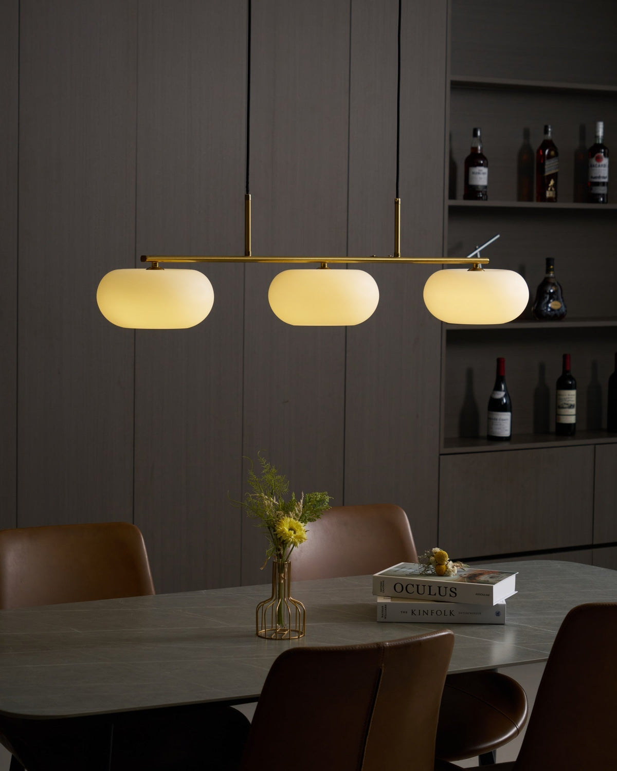 Lumeiella hanglamp 3-licht bolvormig lineair