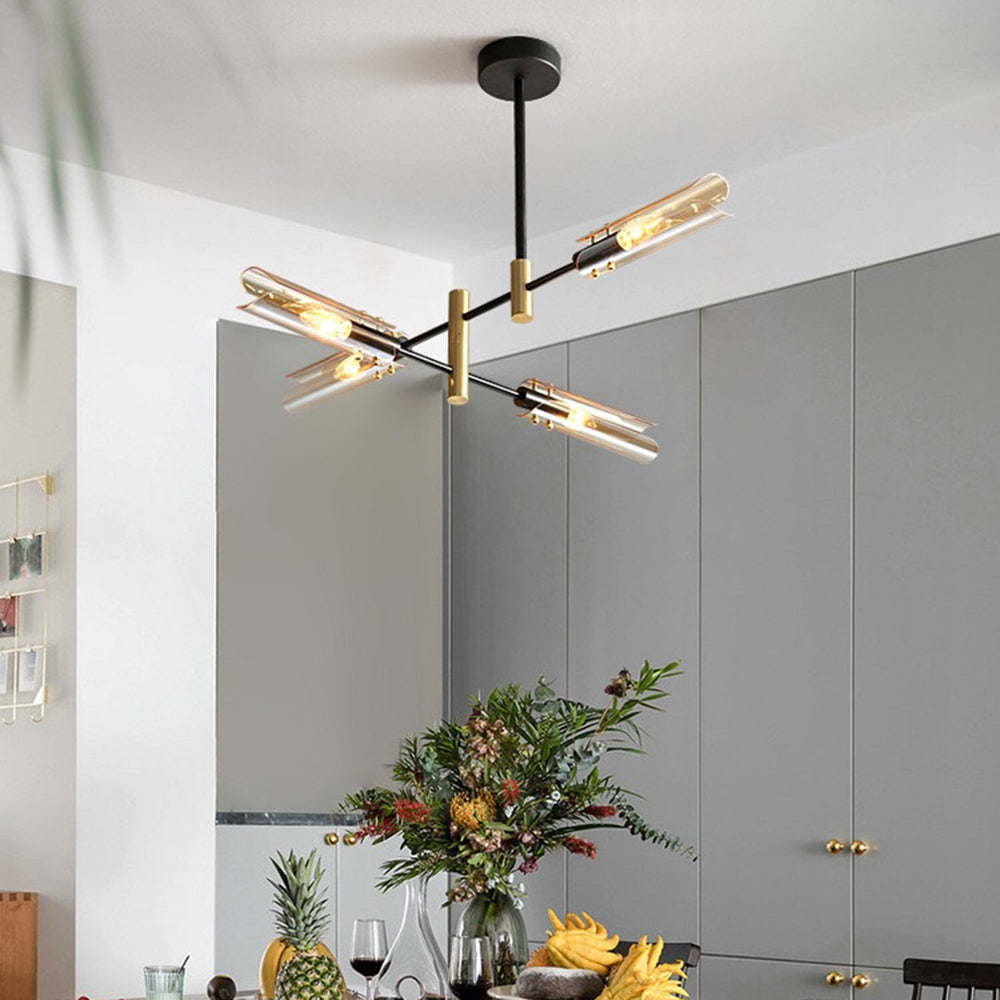 Sanna Moderne Plafondlamp Metaal/Glas Half-Inbouw Grijs/Amber Slaap/Eetkamer