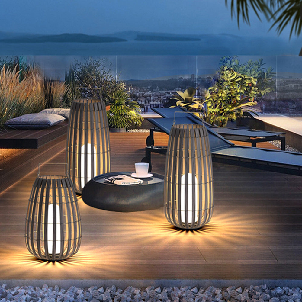 Muto Retro Design LED Buitenlamp Metaal Bamboe Buiten Tuin