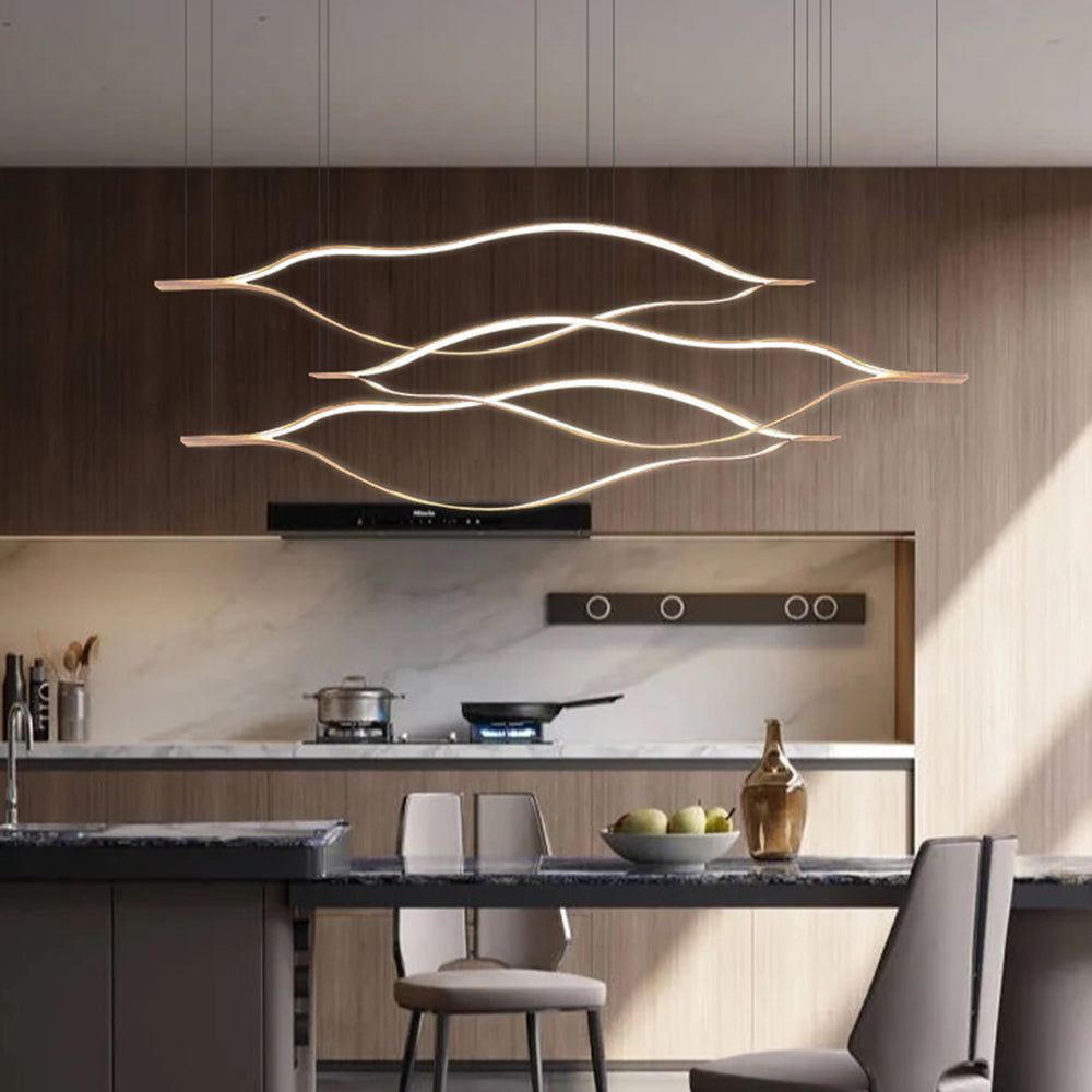 Edge Moderne Wave LED Hanglamp Goud Metaal Slaapkamer
