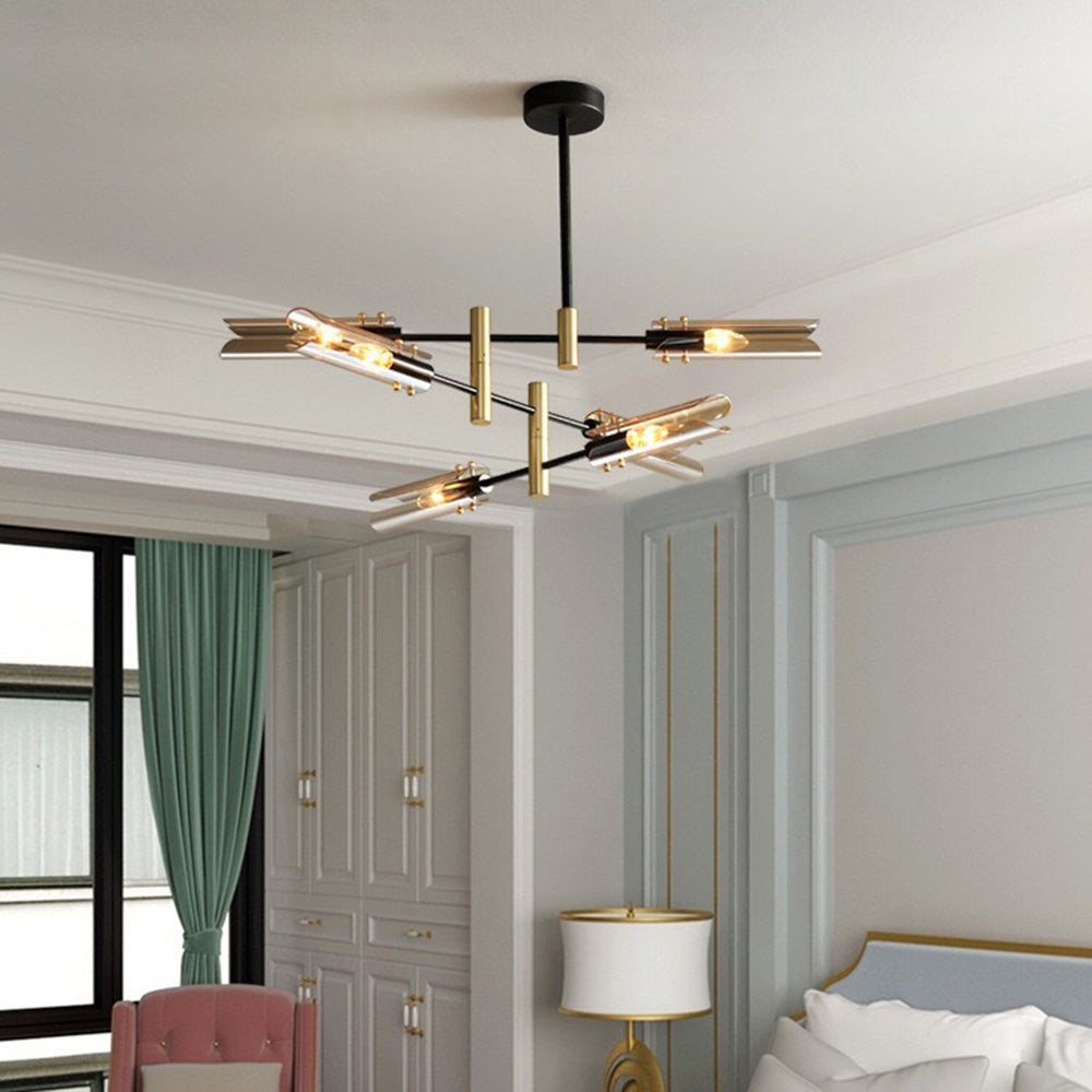 Sanna Moderne Plafondlamp Metaal/Glas Half-Inbouw Grijs/Amber Slaap/Eetkamer