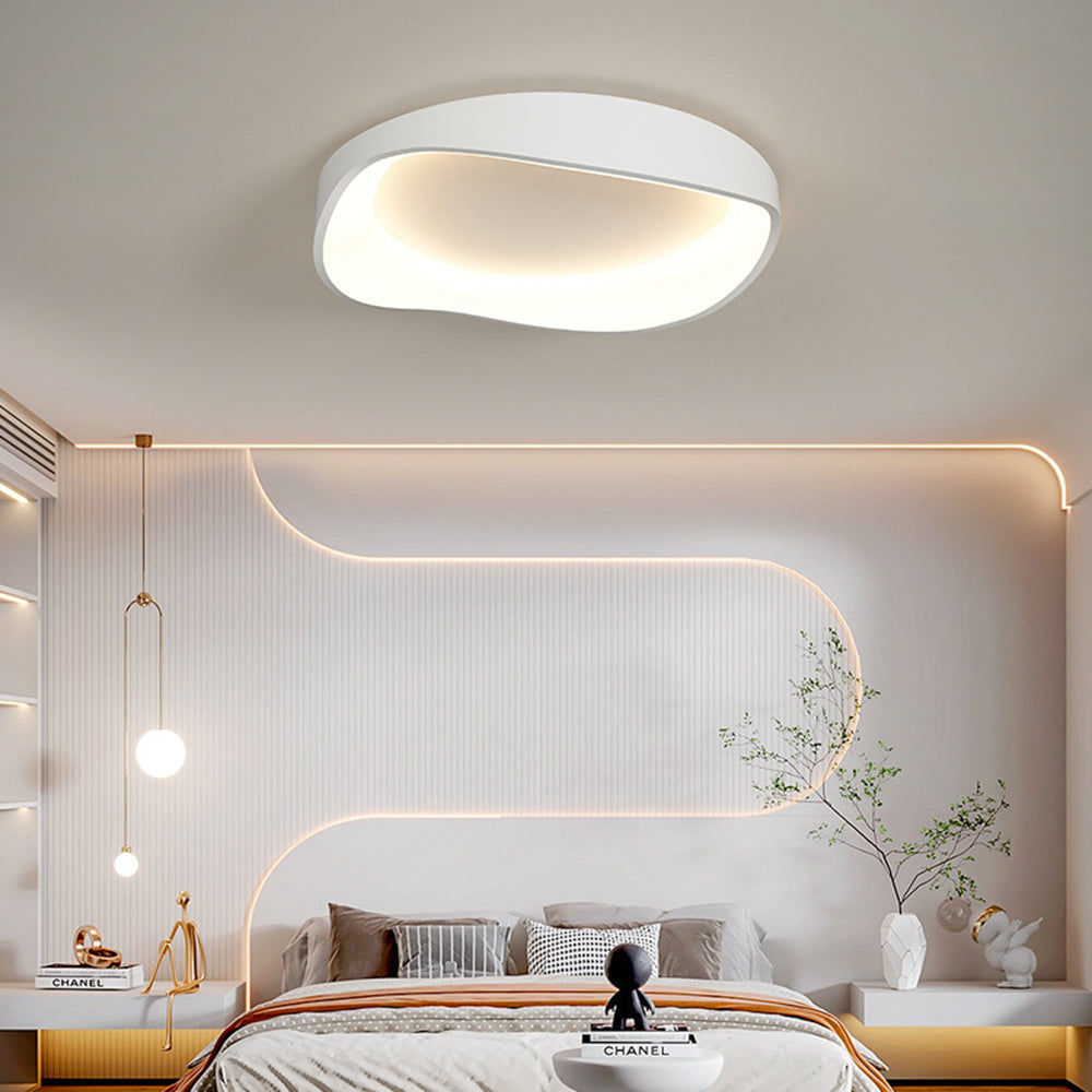 Arisha Modern Wave Flush Mount Ceiling Light, Living Room, White