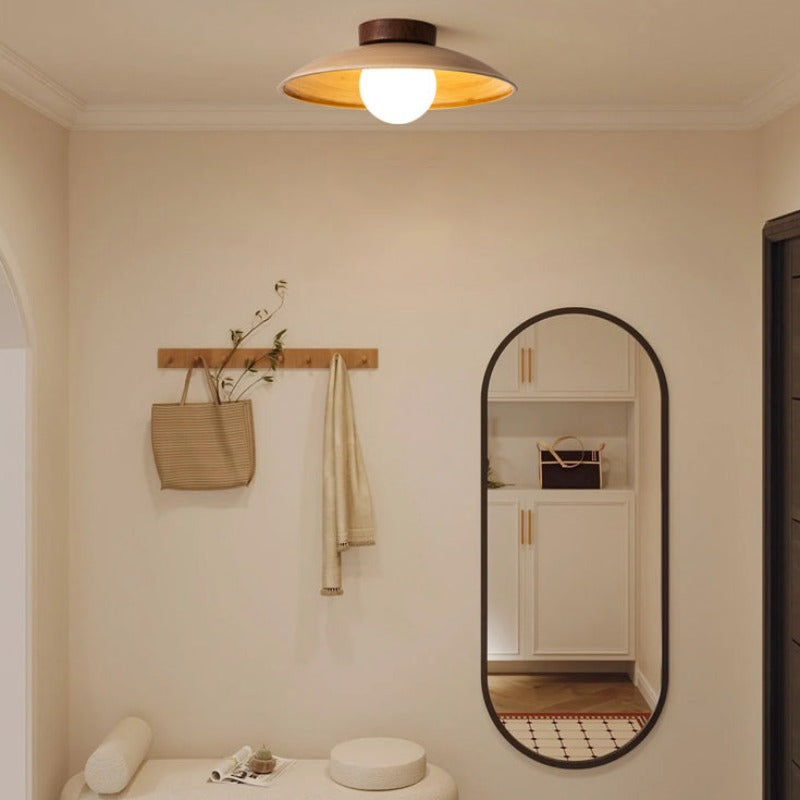Ozawa Vintage LED Plafondlamp Wit Metaal Hout Glas Slaapkamer