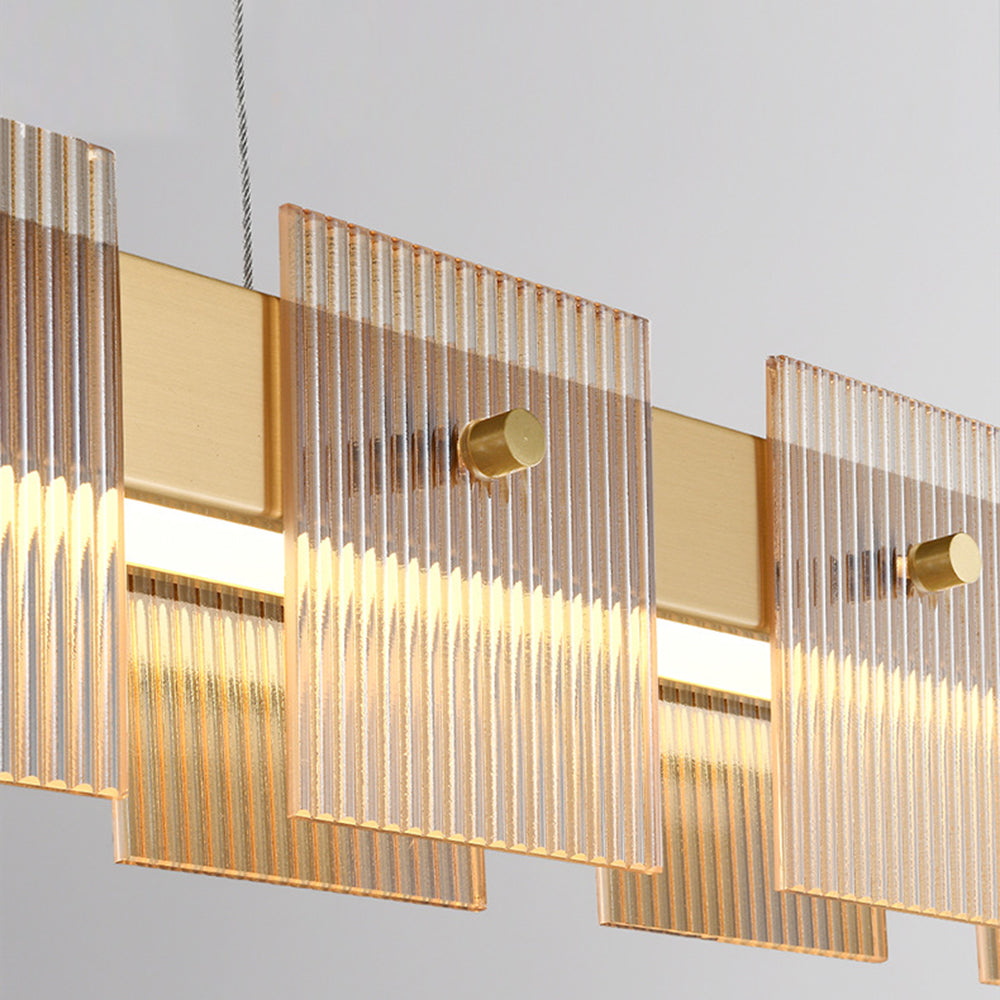 Evette Moderne Minimalistische Rechthoekige Hanglamp Metaal/Glas Goud Slaap/Eetkamer