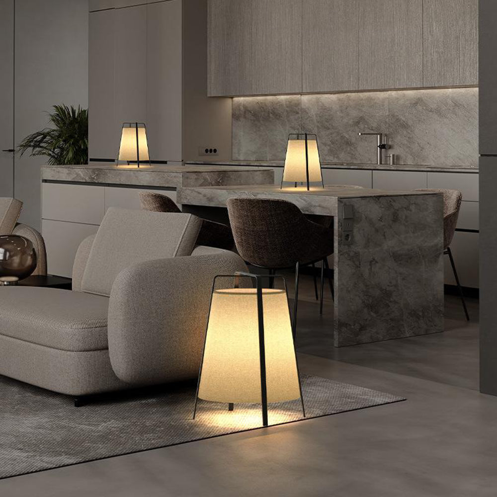 Renée Moderne LED Vloerlamp Metaal/Stof Zwart/Vlas Slaap/Woon/Eetkamer