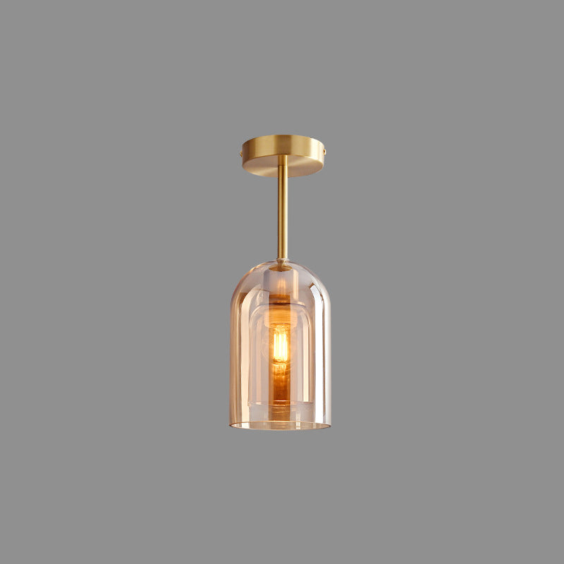Sanna Vintage LED Plafondlamp Rookgrijs Cognac Metaal Glas Slaapkamer Woonkamer
