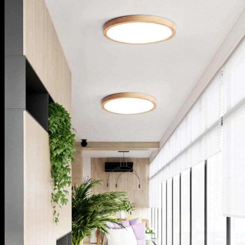 Ozawa Moderne Ronde LED Plafondlamp Hout/Acryl Slaap/Eet/Woonkamer