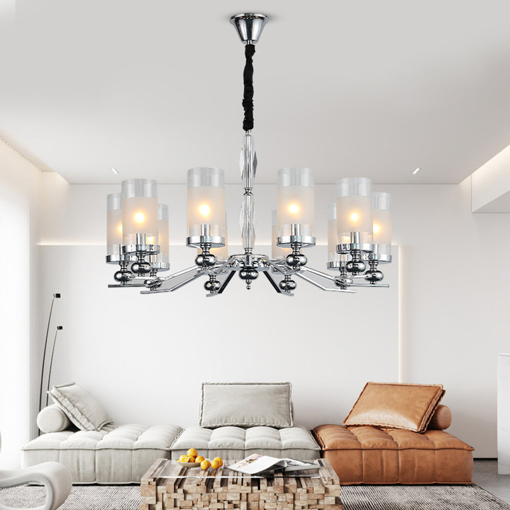 Alessio Retro Design Hanglamp/wandlamp Zilveren Metaal/Glazen Woonkamer