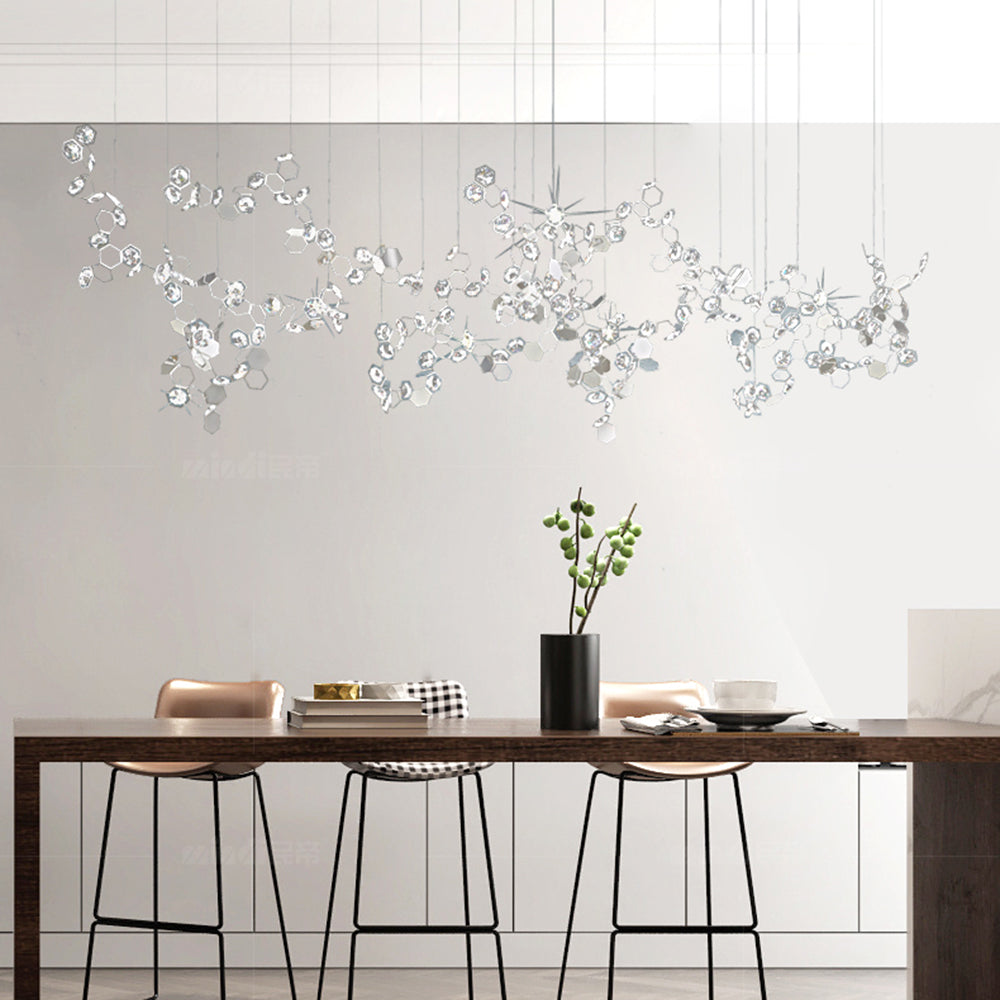 Olivia Moderne Bladkristallen Kroonluchter Zilver Metaal/Kristal Woon/Slaap/Eetkamer
