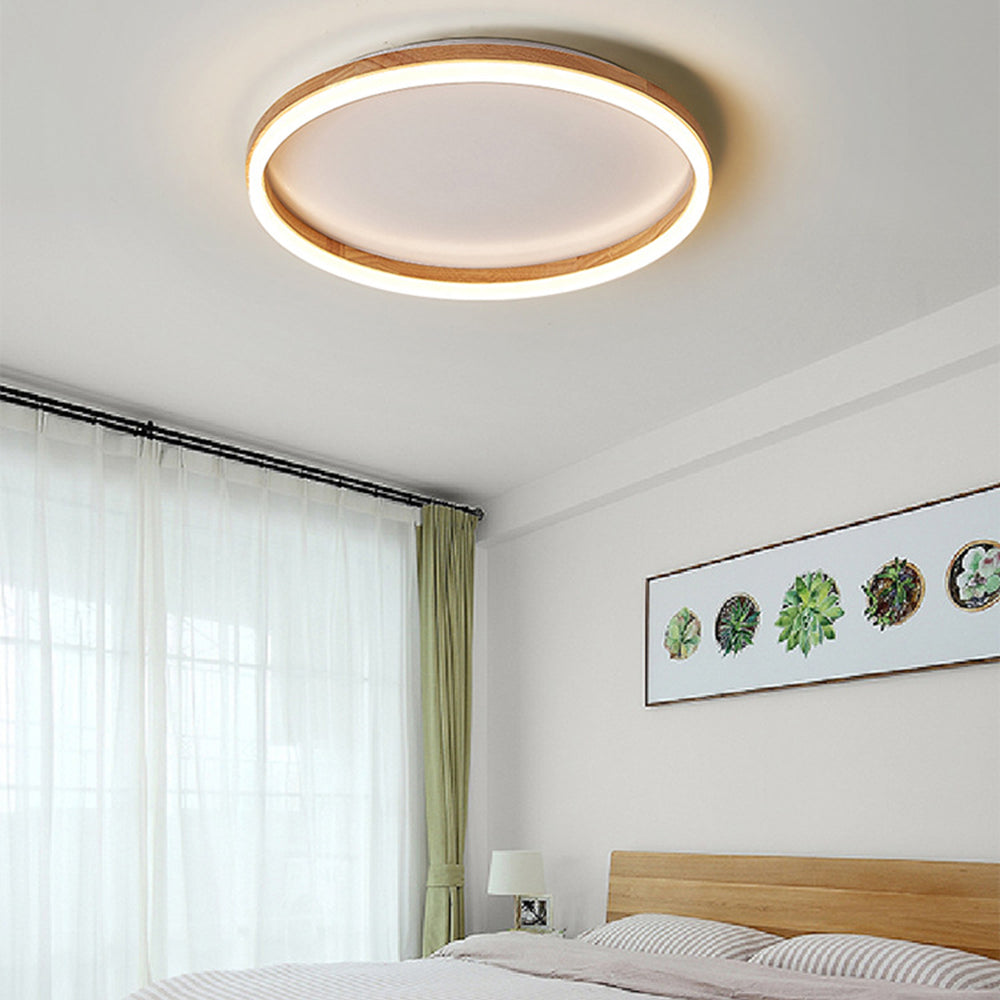 Ozawa Ronde Moderne Inbouw Plafondlamp Dimbaar Hout/Acryl Slaap/Woonkamer