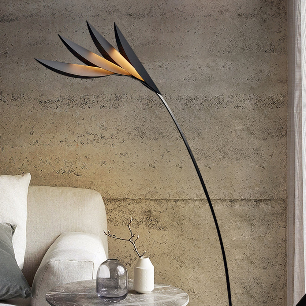 Clifford Moderne Blad LED Vloerlamp Zwart Metaal Woonkamer