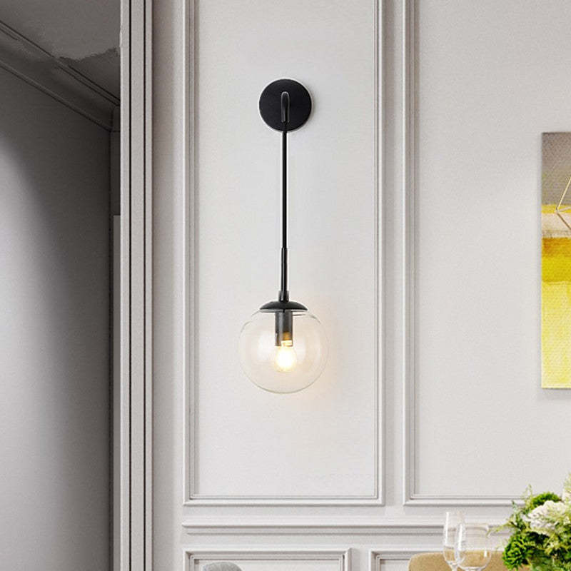 Valentina Moderne Single Hoofd LED Wandlampen Zwart Goud Metaal Glas Slaapkamer