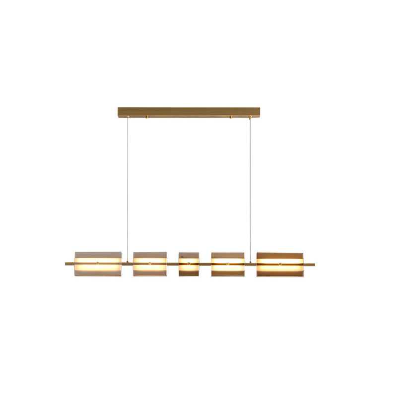 Evette Moderne Scandinavische Lineaire Metaal/Glas Hanglamp Messing/Zwart Eetkamer