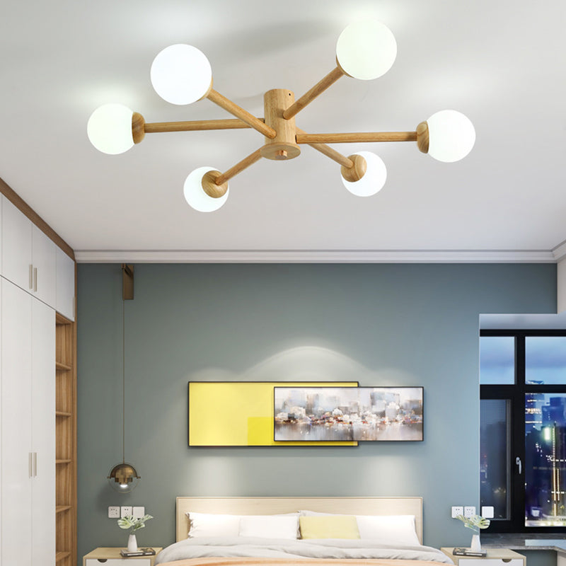Ozawa Moderne Plafondlampen Hout Glas Woonkamer Slaapkamer Eetkamer