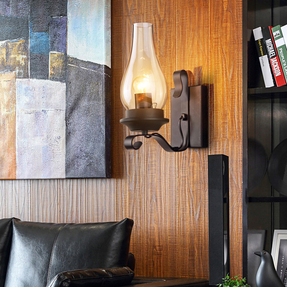 Alessio Vintage Design Kaars Wandlamp Hout Metalen Woon/Slaapkamer
