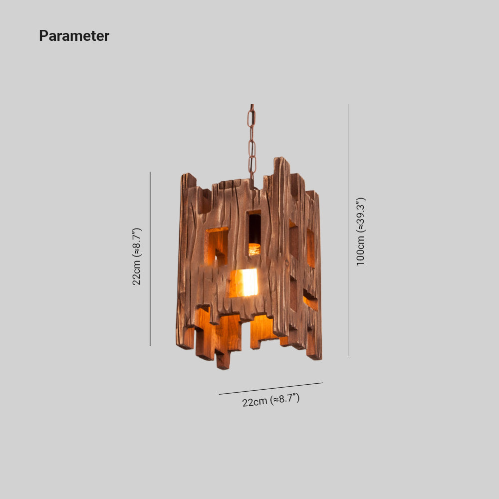 Austin Rechthoekige Retro Hanglamp Van Metaal En Hout, Woonkamer,  8.7"