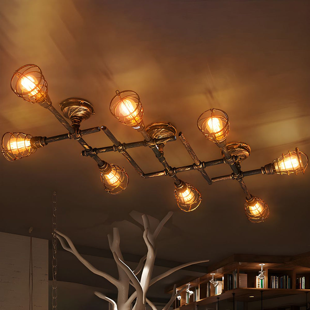 Alessio Industriële Design Multi-inbouw Plafondlamp Woonk/Eetkamer Messing