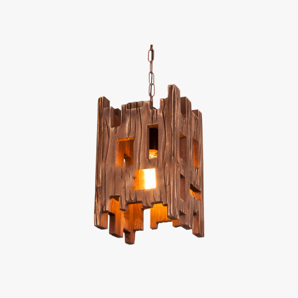 Austin Rechthoekige Retro Hanglamp Van Metaal En Hout, Woonkamer,  8.7"