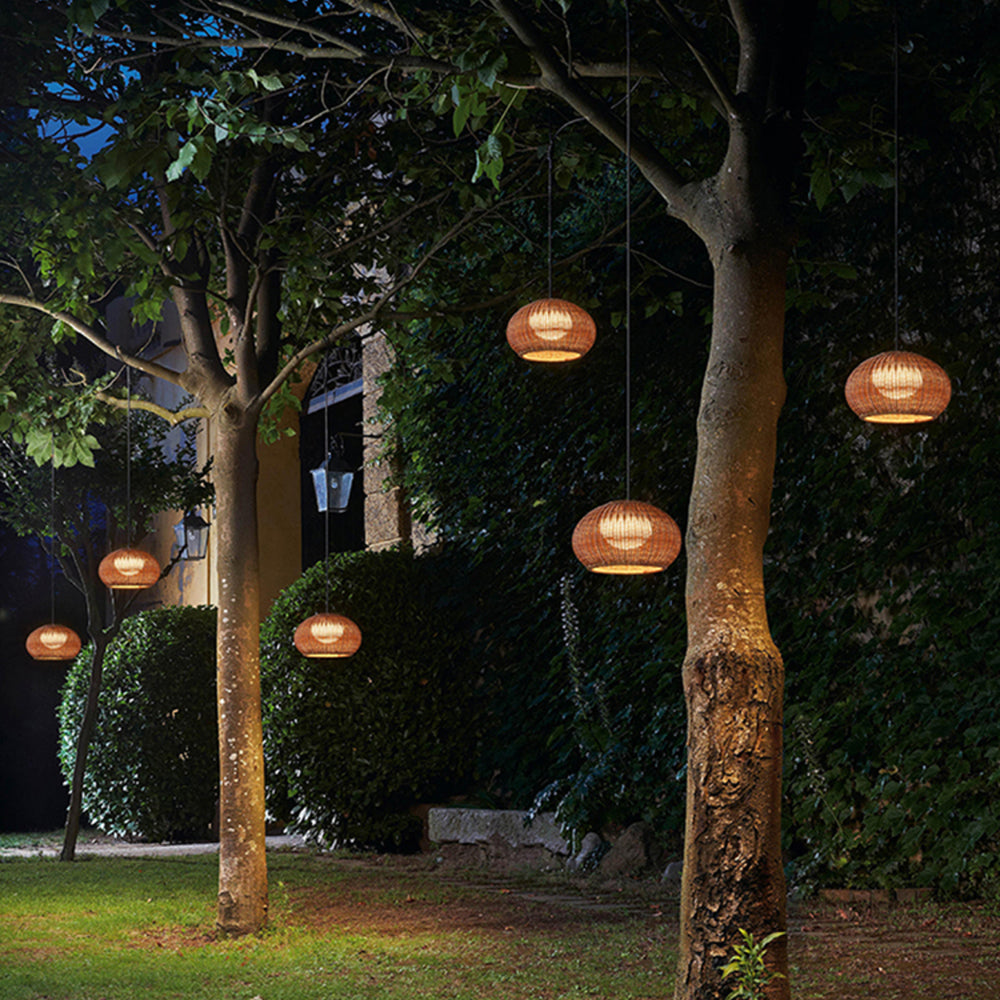 Ritta Design LED Hanglamp Metaal/Rattan Coffee/Beige Buiten